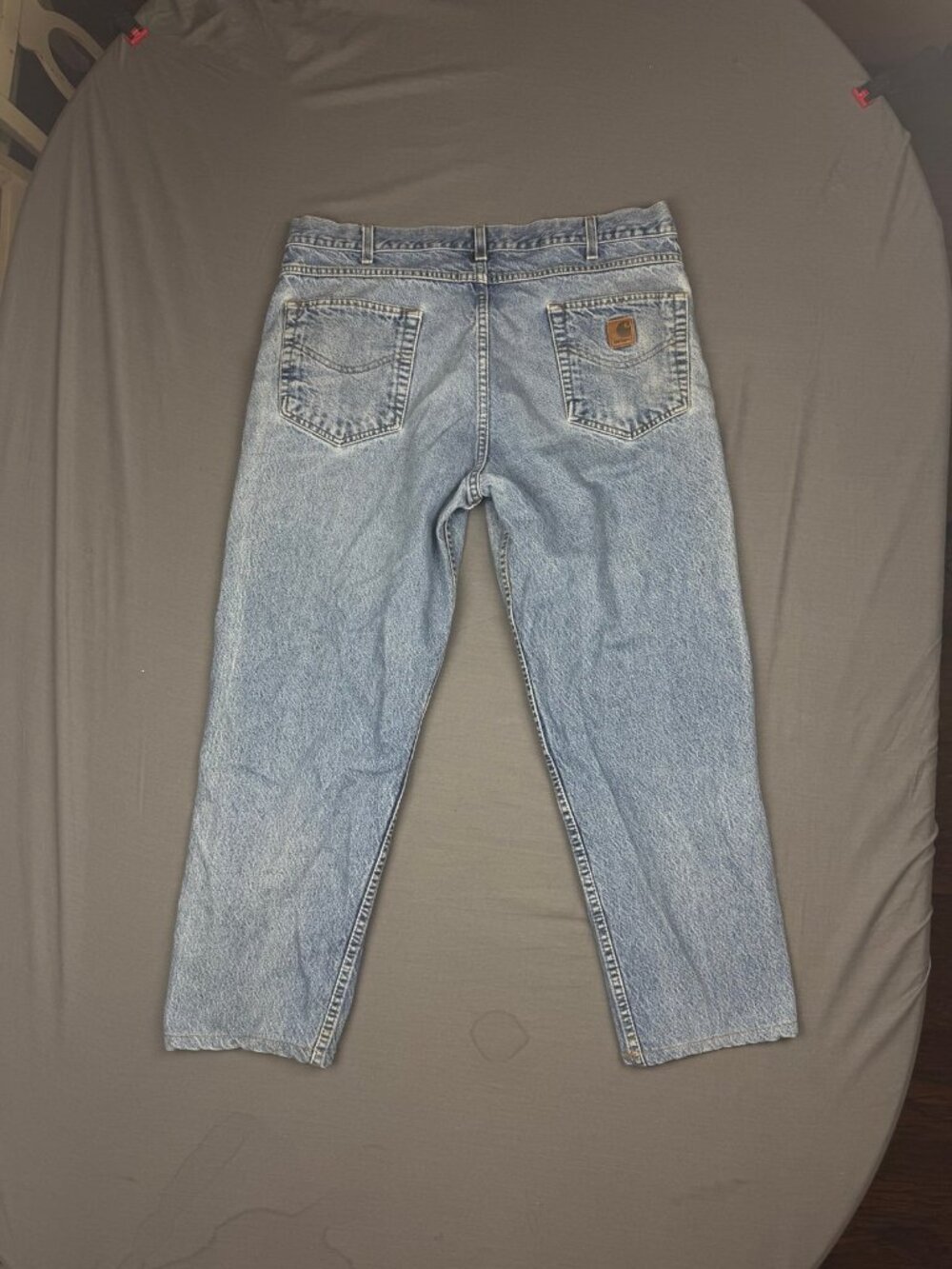 Vintage Carhartt B17 DST Jeans 36x28 Relaxed Fit Denim Workwear Distressed Blue